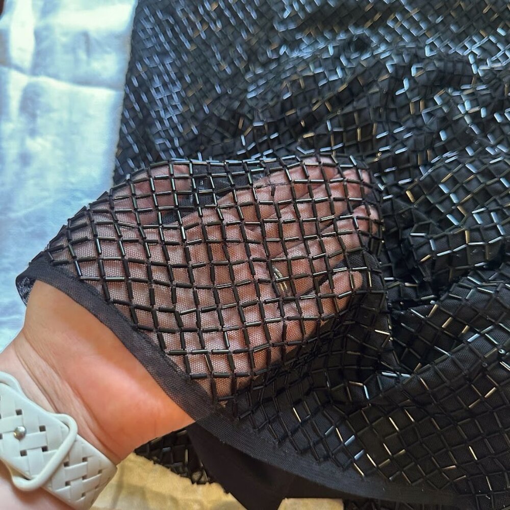 NWT Mac Duggal Black Beaded Spaghetti Strap Gown Sz 14 Formal Evening Dress - Picture 14 of 16